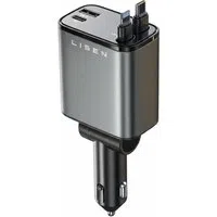 Caricabatterie Auto Con Cavo USB-C / Lightning Lisen, 69W, 3A, 1 x USB-A - 1 x USB-C, Nero YL0224040031 — 3