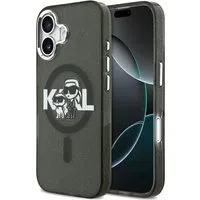 Custodia MagSafe per Apple iPhone 17, Karl Lagerfeld, IML Sketch Logo Glitter Karl & Choupette, Nera — 3