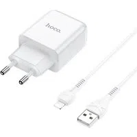 Caricabatterie da Rete con Cavo Lightning HOCO N2, 10W, 2A, 1 x USB-A, Bianco — 3