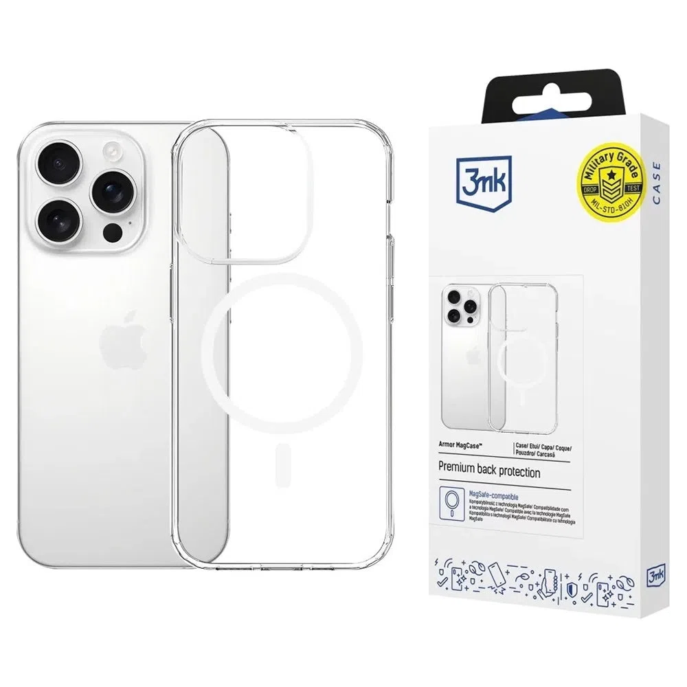 Custodia MagSafe per Apple iPhone 16 Pro Max, 3MK, Armor MagCase, Trasparente — 2