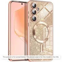 Custodia MagSafe per Apple iPhone 17 Air, Techsuit, Luxury Glitter, Rosa Dorato — 3