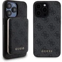 Custodia MagSafe per Apple iPhone 15 Pro Max, Guess, Powerbank 4G Metal Logo, Nera — 3