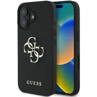 Custodia per Apple iPhone 16, Guess, Grained Big 4G Logo Small Classic Logo, Nera — 3