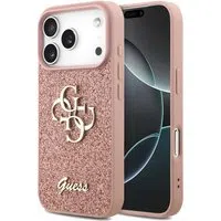 Custodia per Apple iPhone 17 Pro, Guess, Fixed Glitter Big 4G, Rosa — 3