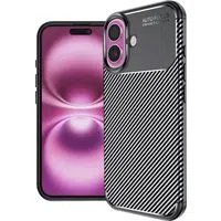 Custodia per Apple iPhone 16 Plus, Techsuit, CarbonFiber, Nera — 3