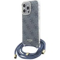 Custodia per Apple iPhone 15 Pro, Guess, Crossbody Cord 4G Print, Blu — 3