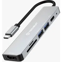 Hub USB-C Techsuit H5 TurboChargeX, 6in1, Grigio — 3