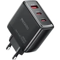 Caricabatterie da rete con cavo USB-C Yesido YC144C, 65W, 3.25A, 1 x USB-A - 2 x USB-C, Nero — 3