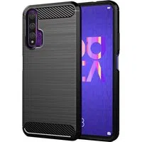 Custodia per Huawei nova 5T / Honor 20, Techsuit, Carbonio, Nera — 3