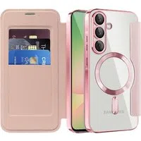 Custodia MagSafe per Samsung Galaxy A57 5G, Techsuit, SmartMag Book, Rosa — 3