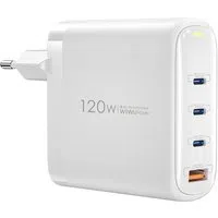 Caricatore di rete WiWu Wi-U020, 120W, 3A, 1 x USB-A - 3 x USB-C, bianco — 3