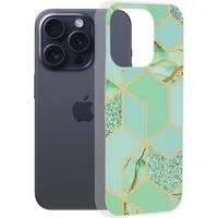 Custodia per Apple iPhone 15 Pro, Techsuit, Marble, Verde — 3