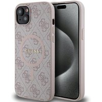 Custodia MagSafe per Apple iPhone 15 Plus, Guess, Collezione 4G, Rosa