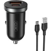 Caricabatterie Auto Con Cavo USB-C XO Design CC56, 30W, 3A, 1 x USB-A - 1 x USB-C, Nero — 3
