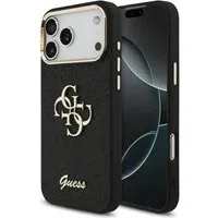 Custodia per Apple iPhone 17 Pro Max, Guess, Fixed Glitter Big 4G Metal Frame, Nera — 3