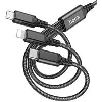 Cavo di Ricarica USB-A - Lightning / microUSB / USB-C HOCO X76 3in1, 18W, 1m, Nero — 3