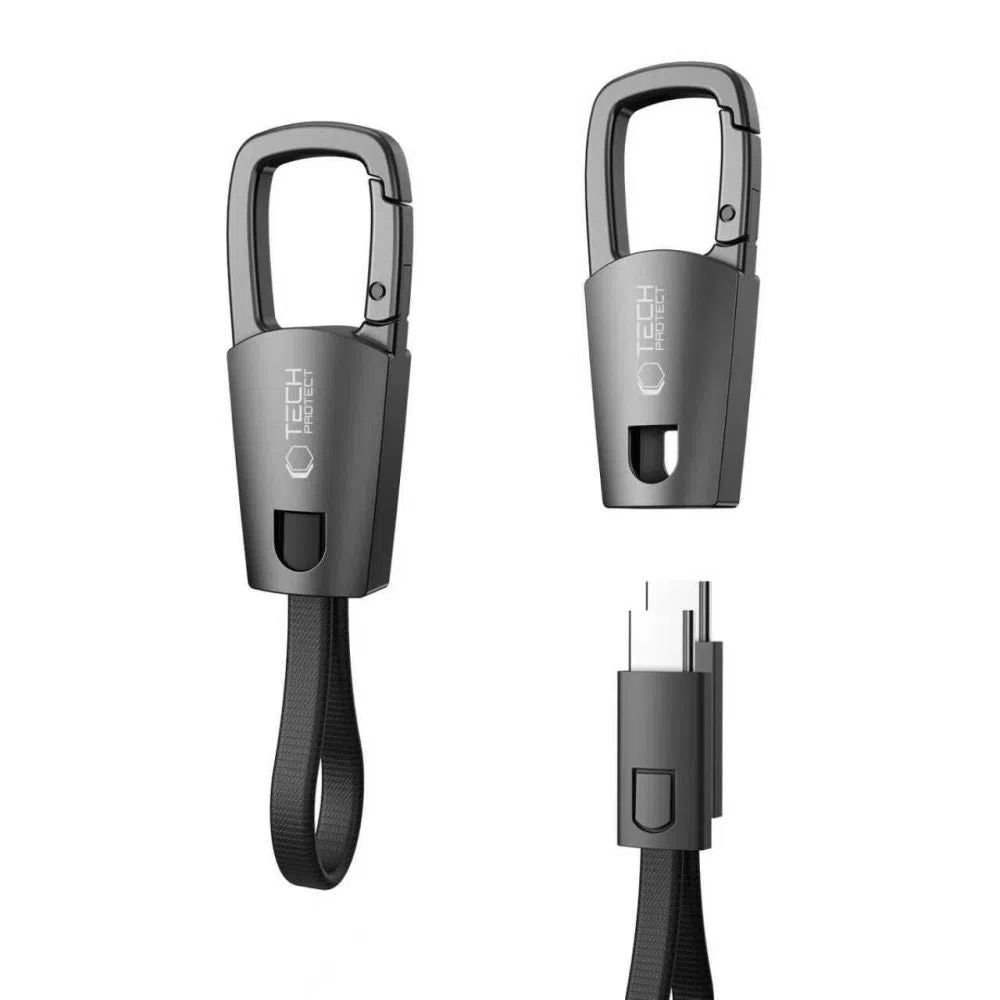 Cavo Dati e Ricarica USB-C - USB-C Tech-Protect Ultraboost DNA Portachiavi, 60W, 0.17m, Grigio — 2