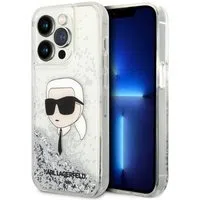 Custodia per Apple iPhone 14 Pro, Karl Lagerfeld, Glitter Karl's Head, Argento — 3