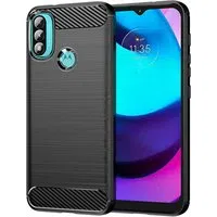 Custodia per Motorola Moto E40 / E30 / E20, Techsuit, Carbonio, Nera — 3