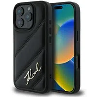 Custodia per Apple iPhone 16 Pro Max, Karl Lagerfeld, Diagonal Quilted Script, Nera — 3