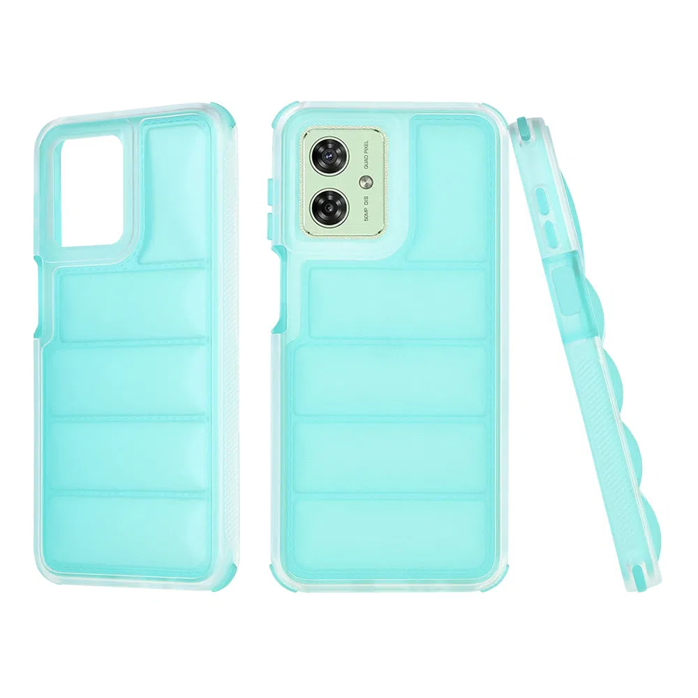 Custodia per Motorola Moto G54, Techsuit, Wave Shield, Turchese — 2