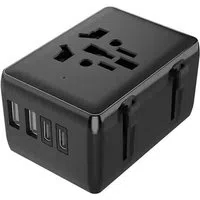 Caricabatterie da Rete Techsuit HHT203A Travel, 20W, 3A, 2 x USB-A - 2 x USB-C, Nero — 3