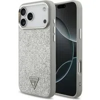 Custodia MagSafe per Apple iPhone 17 Pro Max, Guess, Glitter Triangle Logo, Argento — 3