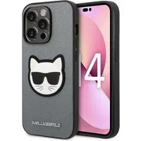 Custodia per Apple iPhone 14 Pro Max, Karl Lagerfeld, Saffiano Choupette's Head, Argento — 3