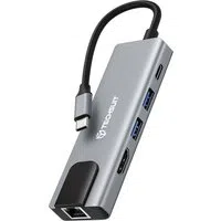 Hub USB-C Techsuit H1 NetBridge, 5in1, Grigio — 3