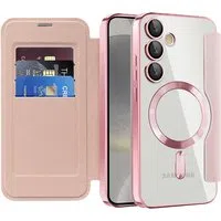 Custodia MagSafe per Samsung Galaxy S24 S921, Techsuit, SmartMag Book, Rosa — 3