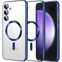Custodia MagSafe per Samsung Galaxy S23 FE S711, Techsuit, Luxury Crystal, Blu Scuro — 3