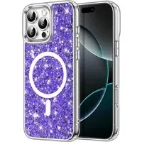 Custodia MagSafe per Apple iPhone 16 Pro, Techsuit, Sparkly Glitter, Viola — 3