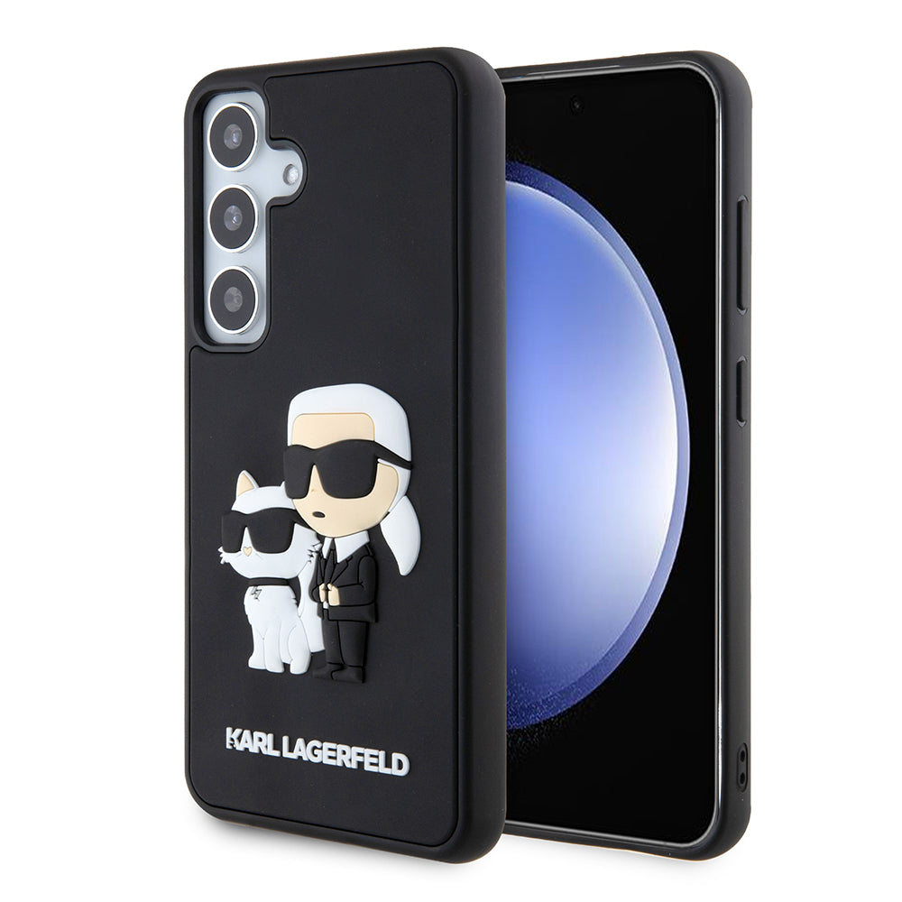 Karl Lagerfeld Custodia per Samsung Galaxy S24 S921, Karl Lagerfeld, 3D Rubber Karl & Choupette, Nera