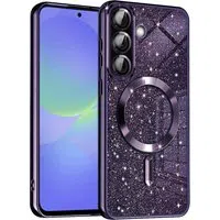 Custodia MagSafe per Samsung Galaxy A56 A566 / A36 A366, Techsuit, Luxury Glitter, Viola Scuro — 3
