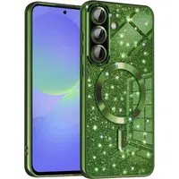 Custodia MagSafe per Samsung Galaxy A56 A566 / A36 A366, Techsuit, Luxury Glitter, Verde Scuro — 3