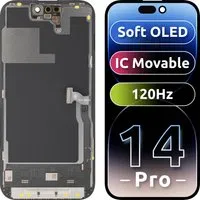 Display con Touchscreen MP compatibile con Apple iPhone 14 Pro, con Cornice, Versione Soft OLED FHD 120Hz IC Movable, Nero — 3