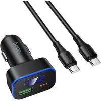 Caricabatterie Auto Con Cavo USB-C HOCO Z63B Display, 48W, 3A, 1 x USB-A - 1 x USB-C, Nero — 3