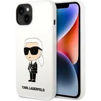 Custodia per Apple iPhone 14 Plus, Karl Lagerfeld, Silicone Ikonik Karl, Bianca — 3