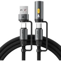 Cavo Dati e Ricarica USB-C / USB-A - USB-C / Accendisigari Elettrico Acefast J6, 60W, 1.2m, Nero — 3