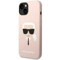 Custodia per Apple iPhone 14 Plus, Karl Lagerfeld, Silicone Karl's Head, Rosa — 3