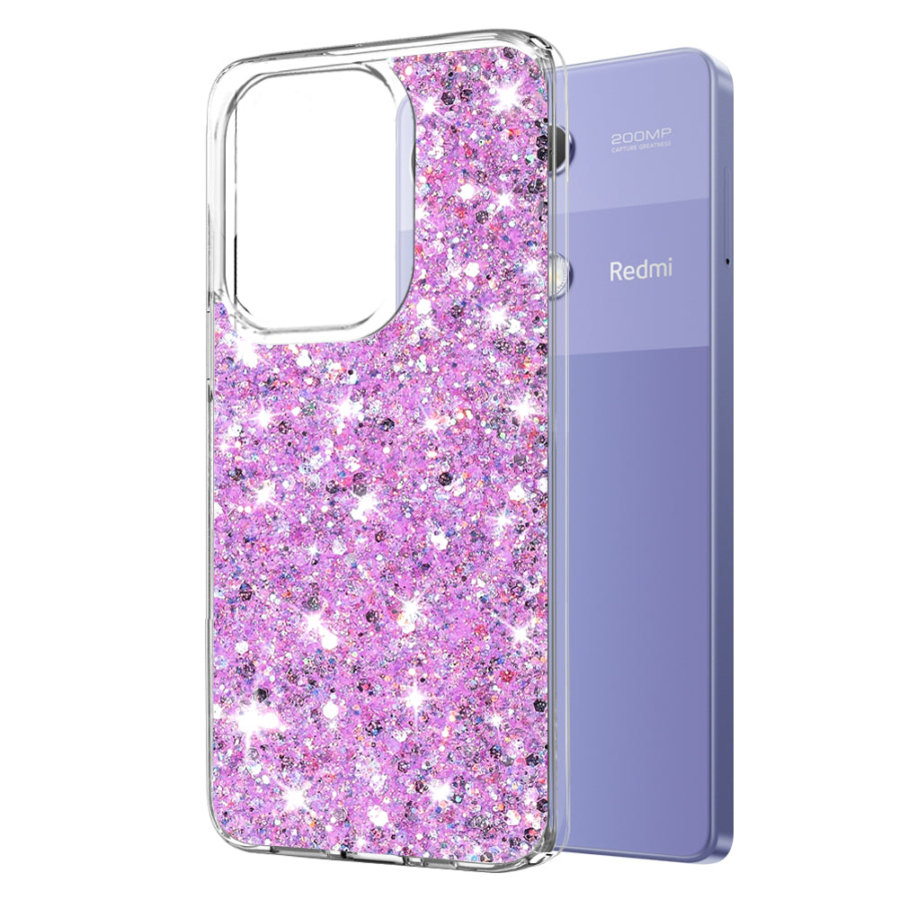 Custodia per Xiaomi Redmi Note 13 Pro 4G / Poco M6 Pro 4G, Techsuit, Sparkly Glitter, Magenta