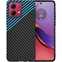Custodia per Motorola Moto G84, Techsuit, Carbonite FiberShell, Nero Blu — 3