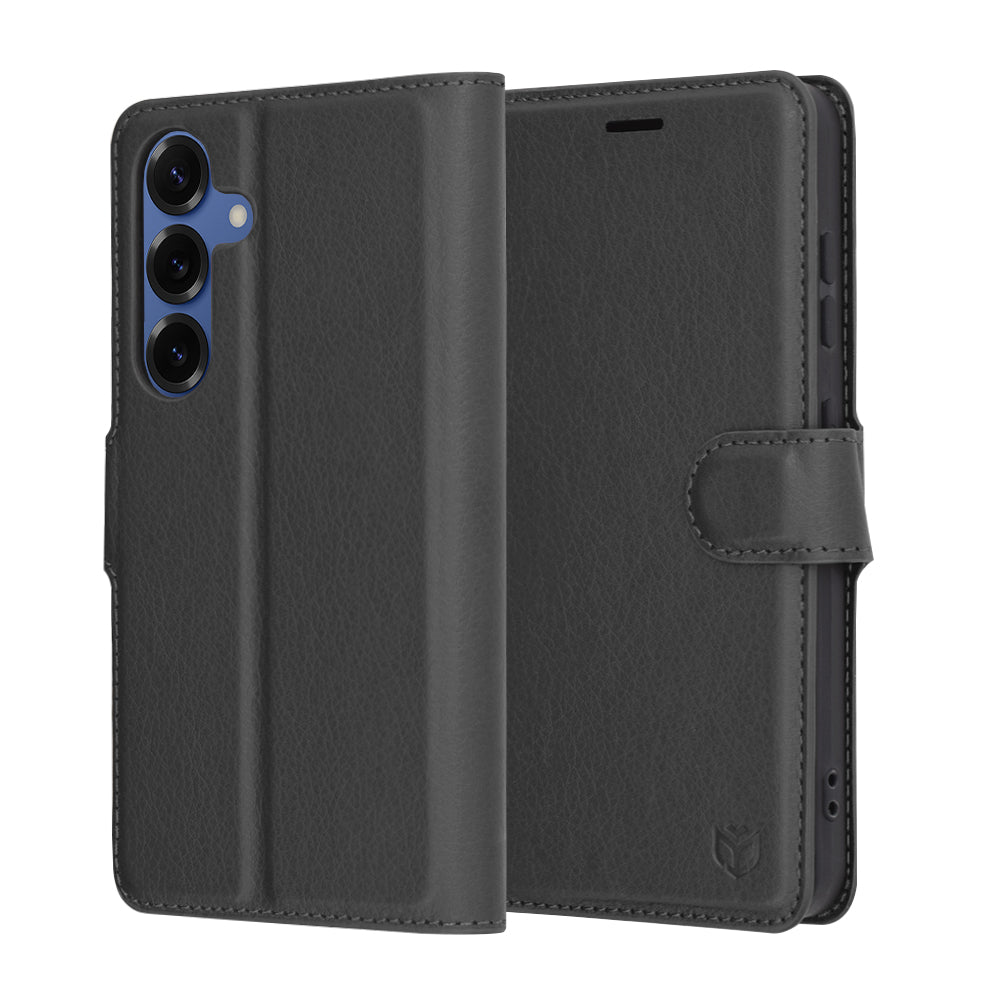 Techsuit Custodia per Samsung Galaxy S25 S931, Techsuit, Leather Folio, Nera