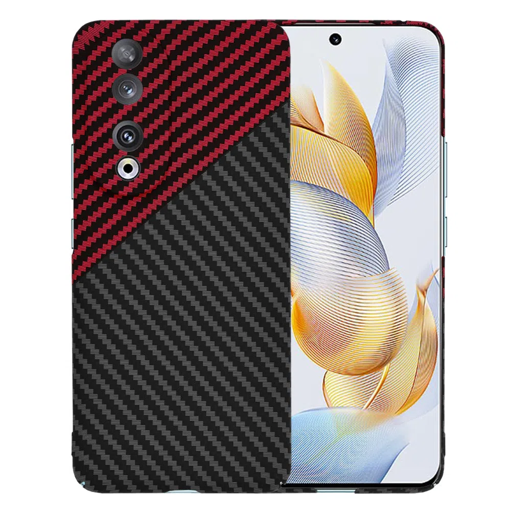 Custodia per Honor 90, Techsuit, Carbonite FiberShell, Nero Rosso — 2