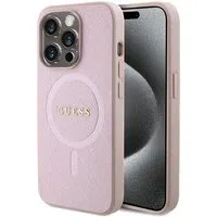 Custodia MagSafe per Apple iPhone 15 Pro, Guess, Saffiano, Rosa — 3