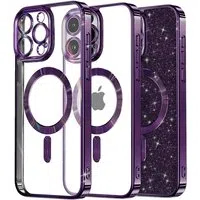 Custodia MagSafe per Apple iPhone 16 Pro Max, Techsuit, Luxury Glitter, Viola Scuro — 3