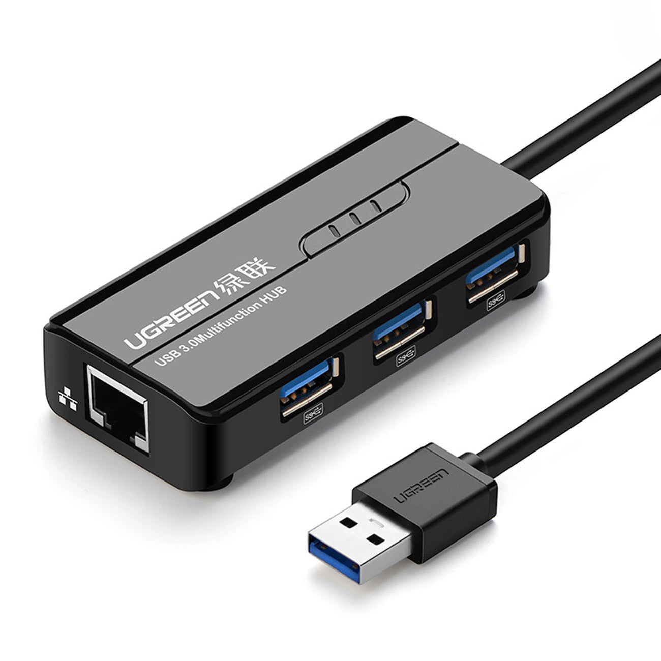 Hub USB UGREEN 20265, 3 x USB-A 3.0 - 1 x RJ45, Nero