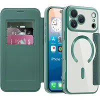 Custodia MagSafe per Apple iPhone 17 Pro Max, Techsuit, SmartMag Book, Verde — 3