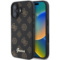Custodia MagSafe per Apple iPhone 16 Plus, Guess, Peony Script, Nera