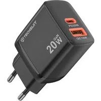 Caricabatterie Rete Techsuit CH2 Duonix, 20W, 3A, 1 x USB-A - 1 x USB-C, Nero — 3